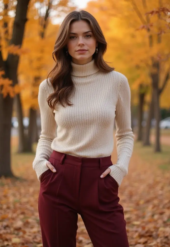 15 Elegant Fall Outfits for Plus Size Beauties That'll Make Heads Turn! - 10. Tailored Trouser and Cozy Turtleneck