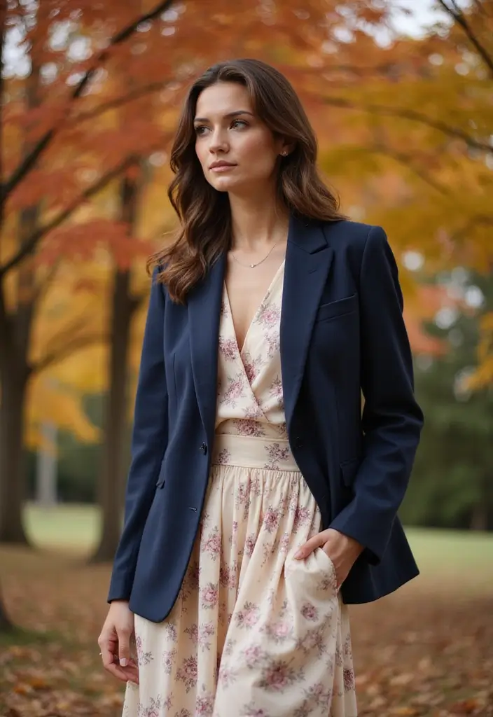 15 Elegant Fall Outfits for Plus Size Beauties That'll Make Heads Turn! - 2. Tailored Blazer Over a Maxi Dress