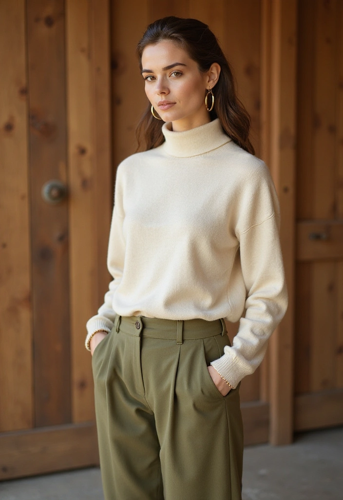 15 Elegant Fall Outfits for Plus Size Beauties That'll Make Heads Turn! - 3. Earthy Tones with a Wide-Leg Trouser
