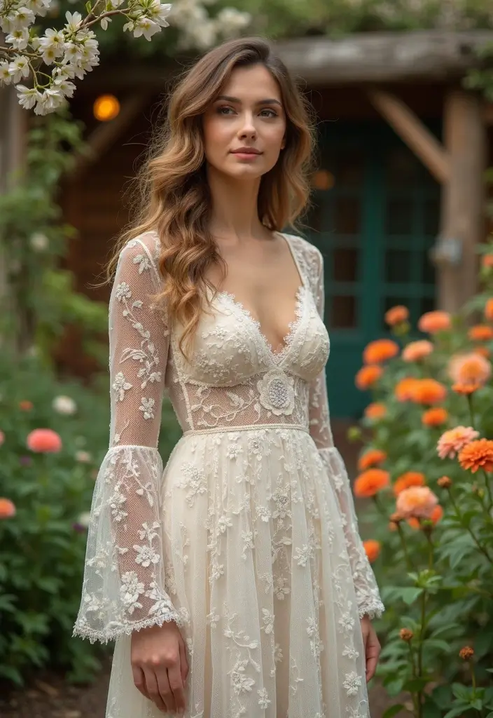 15 Stunning Casual Wedding Dresses That Will Make You Say 'I Do!' - 2. Boho Lace Gown