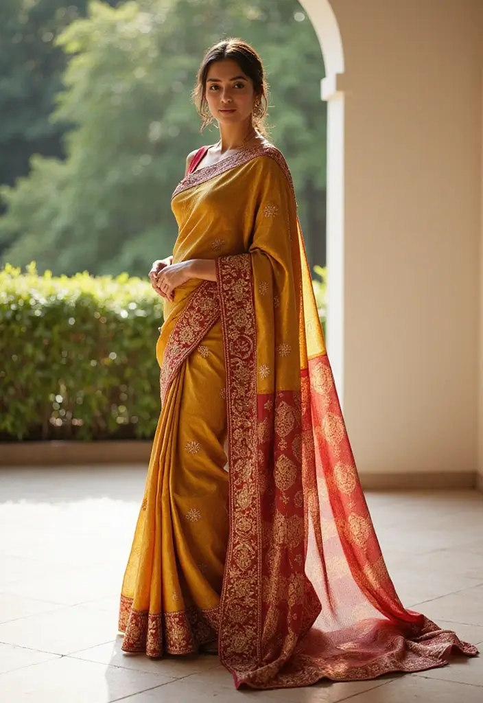 15 Stunning Gold and Red Bridal Sarees That Will Make You Feel Like a Queen! - 3. The Contemporary Art Silk Saree