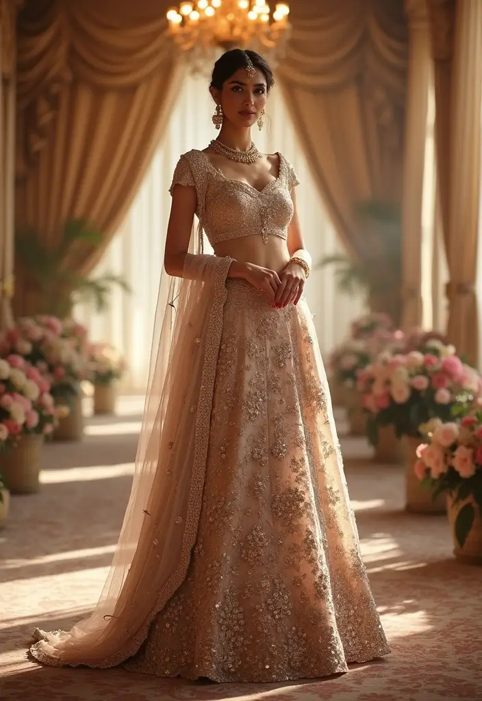 15 Stunning Indian Wedding Outfits for Brides That Will Make Heads Turn! - 15. Intricate Mirror Work