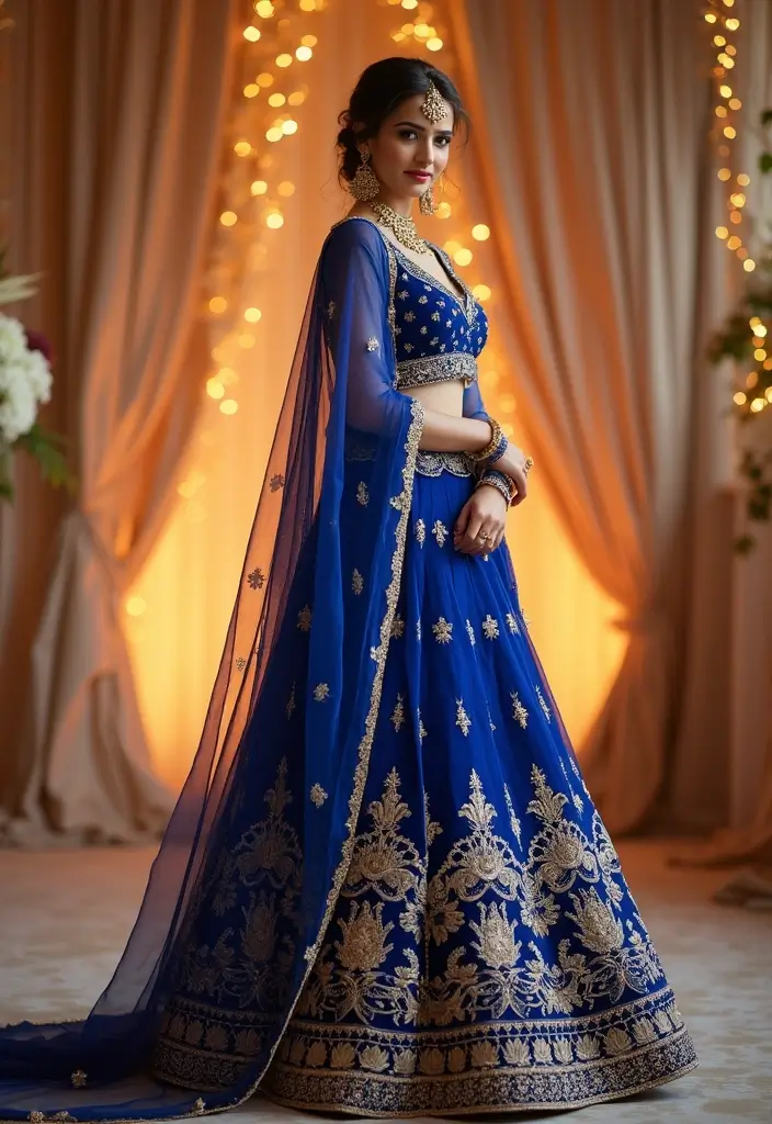 15 Stunning Indian Wedding Outfits for Brides That Will Make Heads Turn! - 7. Royal Blue Hues