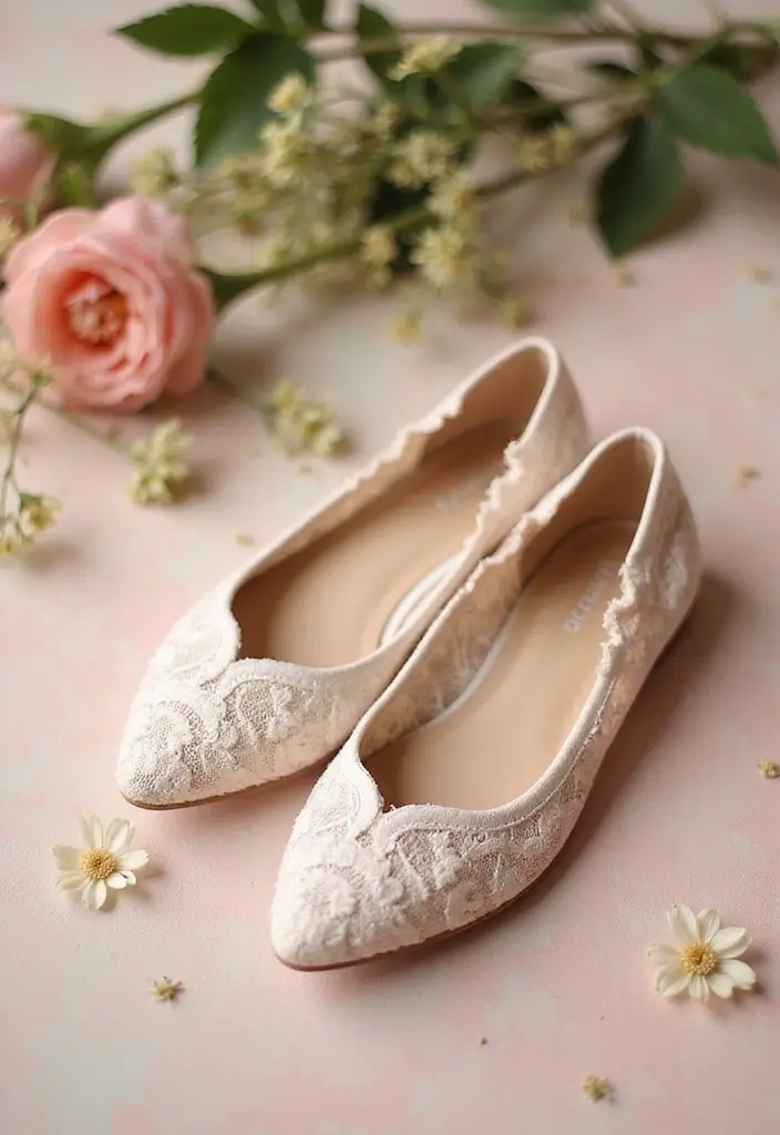 15 Stunning Wedding Footwear Ideas for Brides Who Love Flats (You Won't Believe #5!) - 11. Sweet Lace Flats