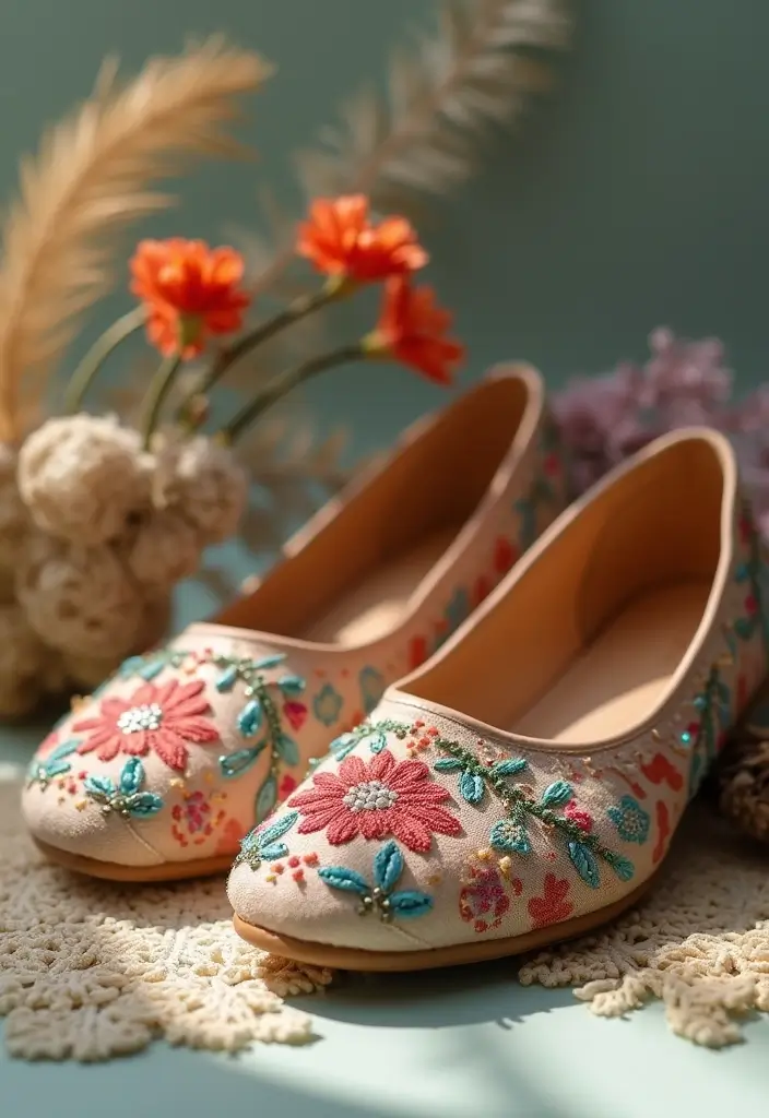 15 Stunning Wedding Footwear Ideas for Brides Who Love Flats (You Won't Believe #5!) - 14. Bohemian Beaded Flats