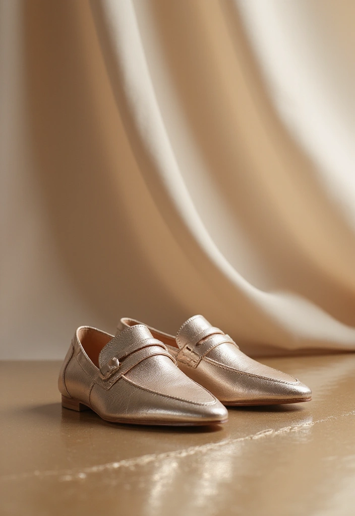 15 Stunning Wedding Footwear Ideas for Brides Who Love Flats (You Won't Believe #5!) - 5. The Unexpected Metallics