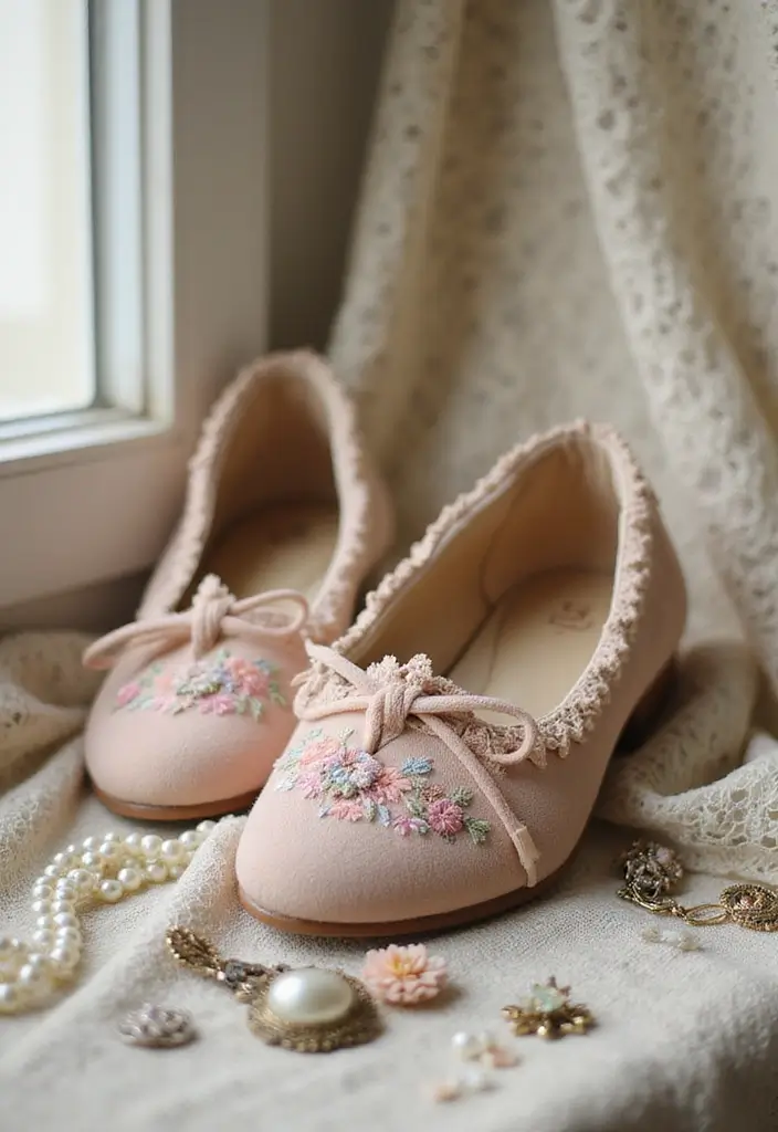 15 Stunning Wedding Footwear Ideas for Brides Who Love Flats (You Won't Believe #5!) - 7. Vintage-Inspired Flats