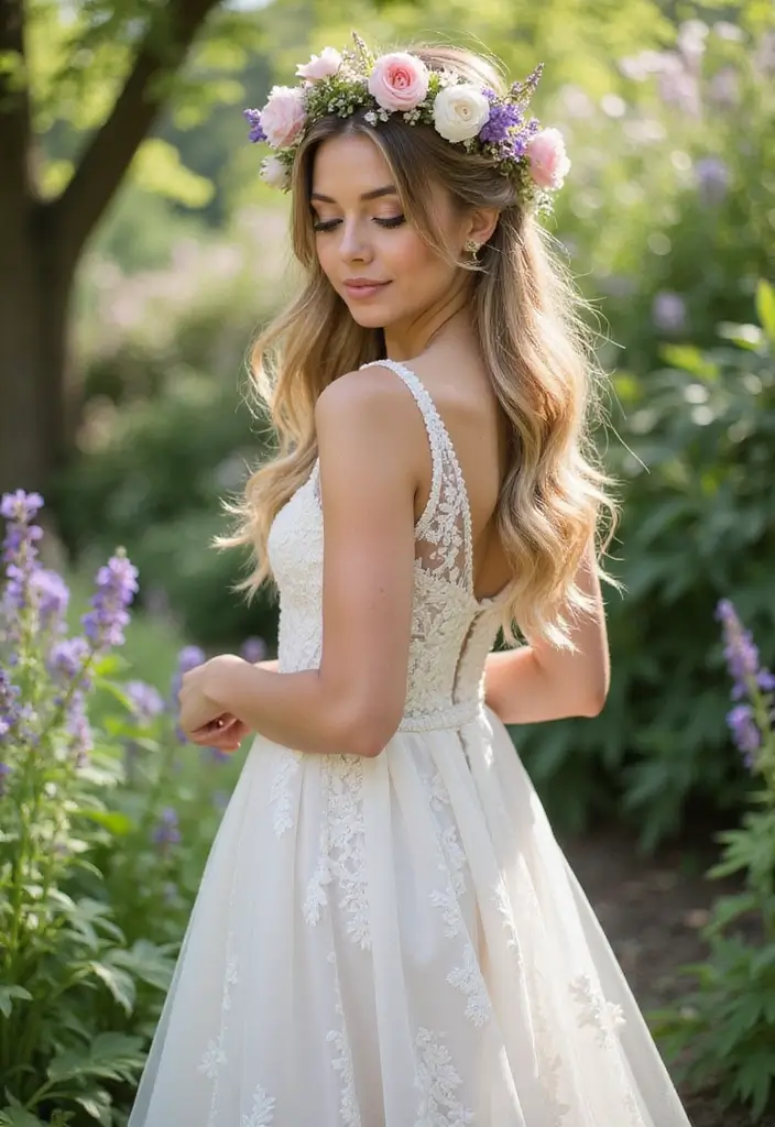 15 Stunning Wedding Hairstyles for Medium Hair That Will Leave Your Guests in Awe! - 6. Floral Crown Updo