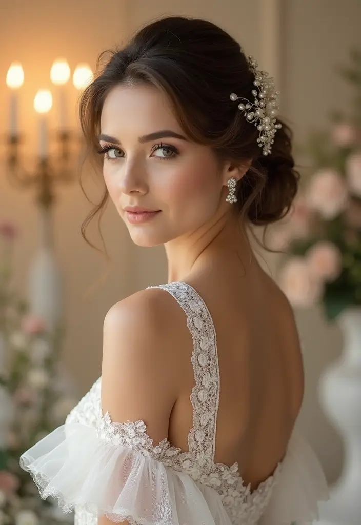 15 Stunning Wedding Hairstyles for Medium Hair That Will Leave Your Guests in Awe! - 8. Twisted Updo with Hair Accessories