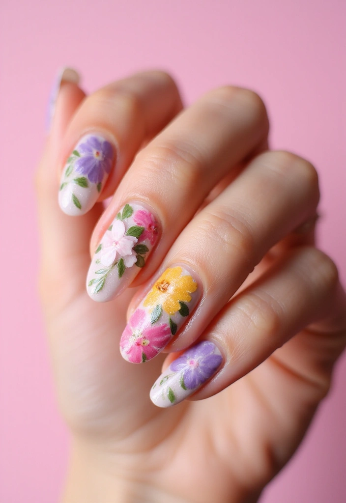 20 Stunning Gel Nail Designs That'll Make You the Envy of All Your Friends! - 1. Floral Fantasy