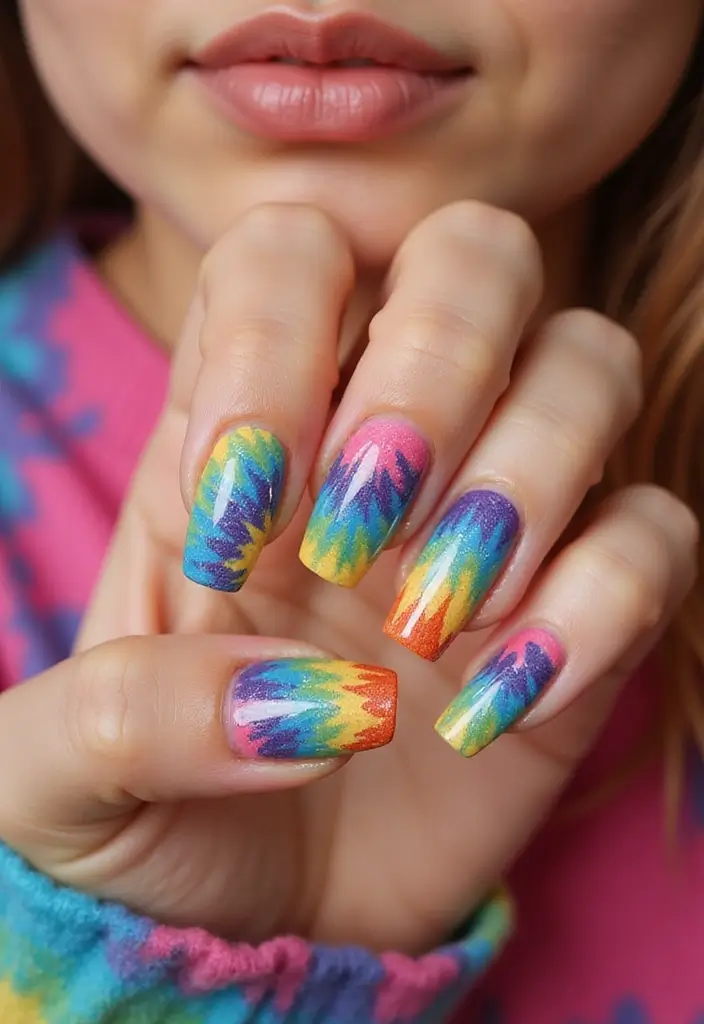 20 Stunning Gel Nail Designs That'll Make You the Envy of All Your Friends! - 14. Tie-Dye Delight