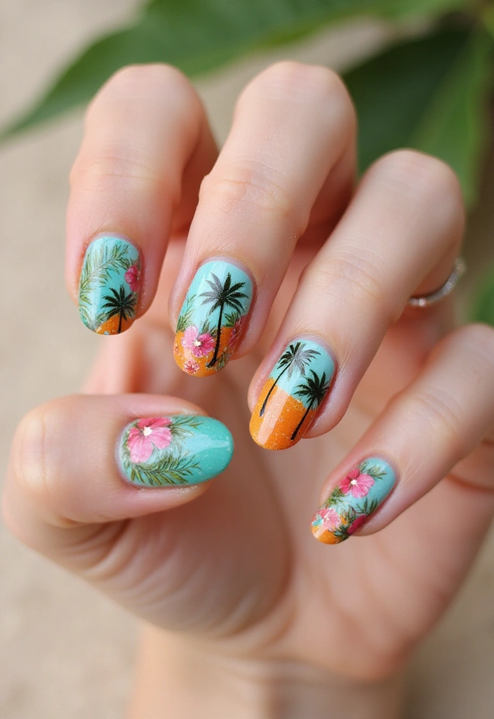 20 Stunning Gel Nail Designs That'll Make You the Envy of All Your Friends! - 6. Tropical Vibes