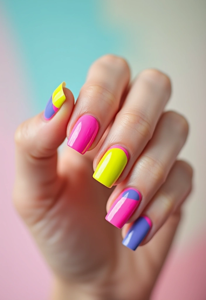20 Stunning Gel Nail Designs That'll Make You the Envy of All Your Friends! - 9. Color Blocking