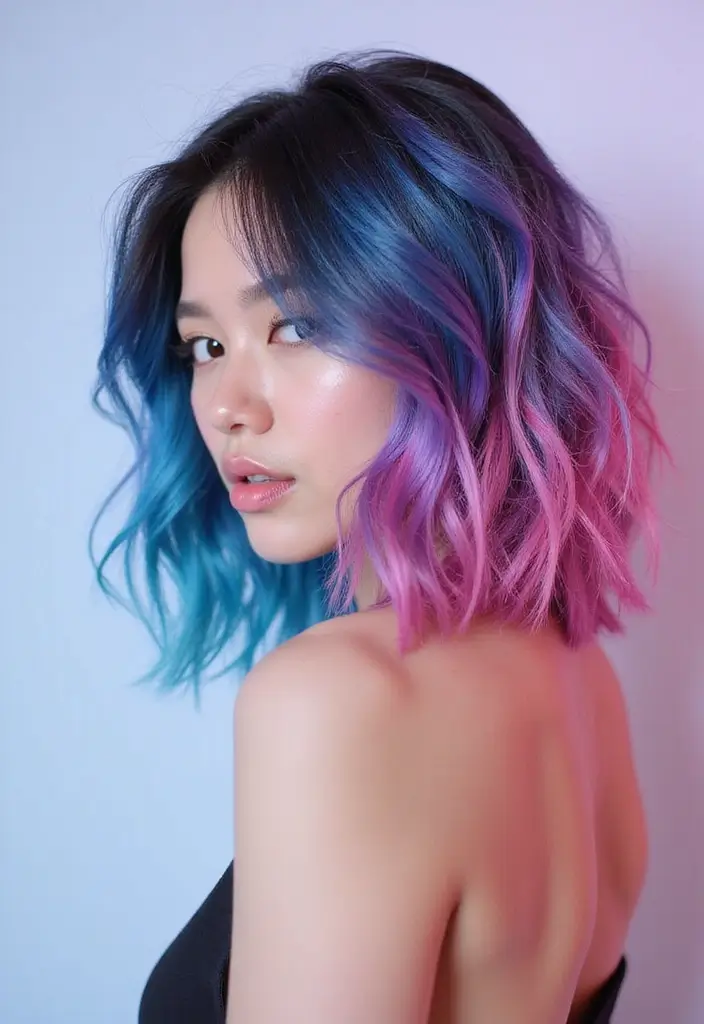 20 Stunning Hairstyles for Shoulder Length Hair That'll Turn Heads! - 18. Funky Color Highlights