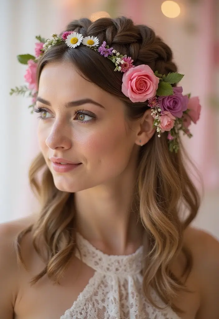20 Stunning Hairstyles for Shoulder Length Hair That'll Turn Heads! - 6. Braided Crown