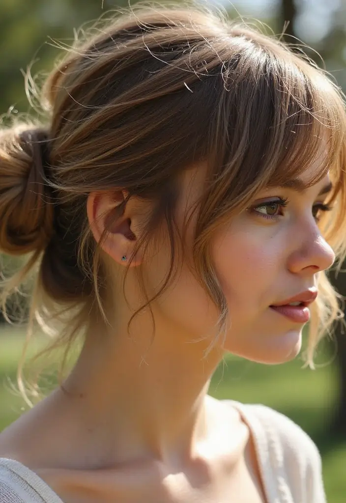 20 Stunning Hairstyles for Shoulder Length Hair That'll Turn Heads! - 9. Messy Bun