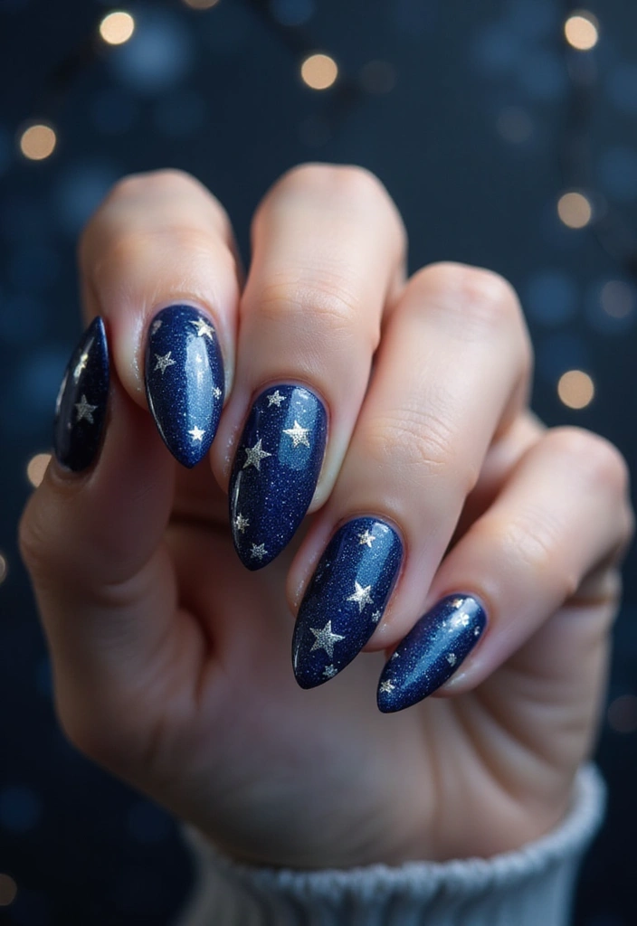 20 Stunning Simple Nail Designs in Acrylic That Will Steal Your Heart! - 15. Sparkly Stars