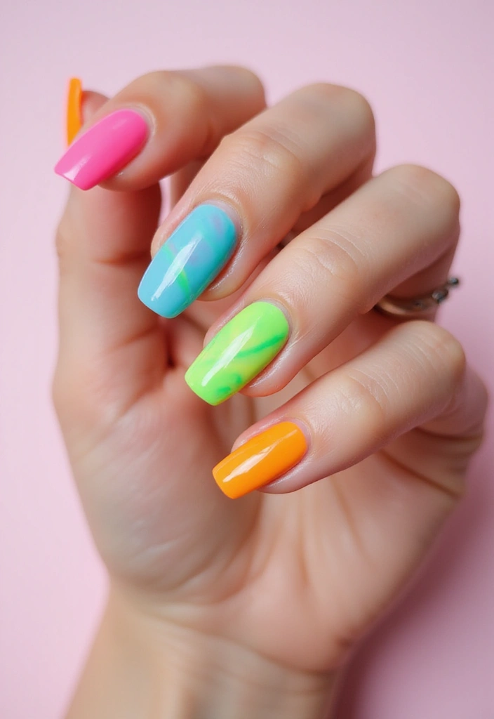 20 Stunning Simple Nail Designs in Acrylic That Will Steal Your Heart! - 17. Bright Stripes