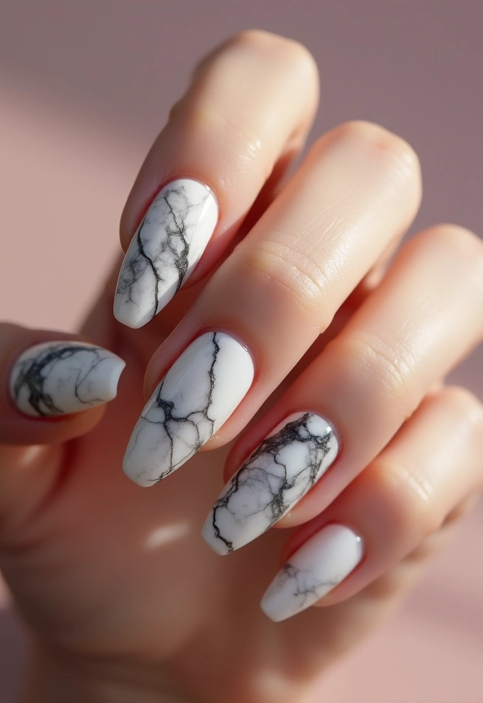 20 Stunning Simple Nail Designs in Acrylic That Will Steal Your Heart! - 4. Marble Effect