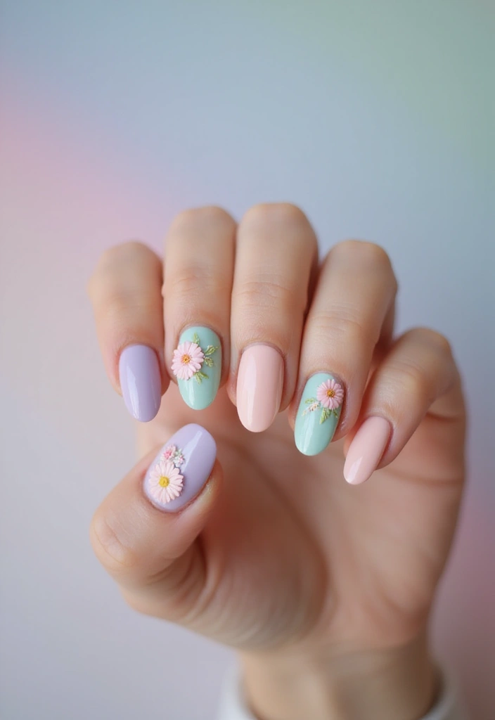 20 Stunning Simple Nail Designs in Acrylic That Will Steal Your Heart! - 6. Floral Accents
