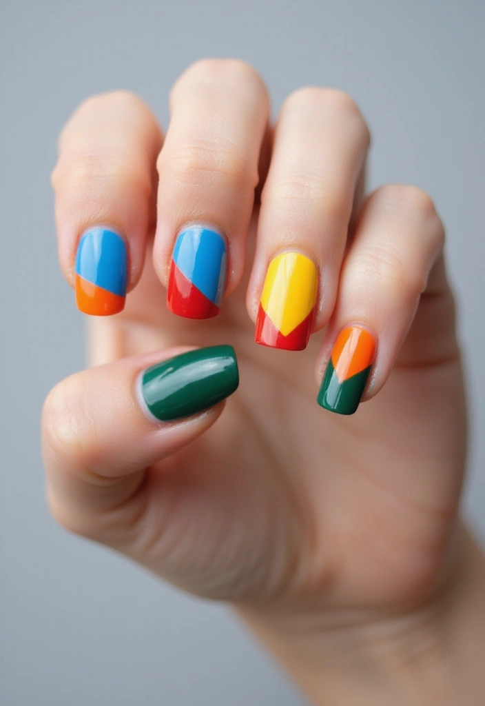 20 Stunning Simple Nail Designs in Acrylic That Will Steal Your Heart! - 9. Color Block