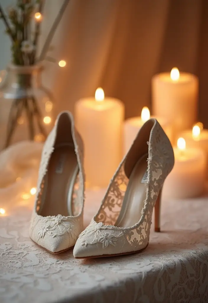 20 Stunning Wedding Footwear Ideas That'll Make You the Most Stylish Bride Ever! - 15. Romantic Lace Heels