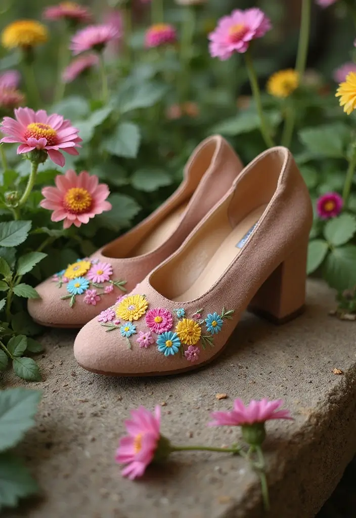 20 Stunning Wedding Footwear Ideas That'll Make You the Most Stylish Bride Ever! - 4. Whimsical Floral Embellished Shoes
