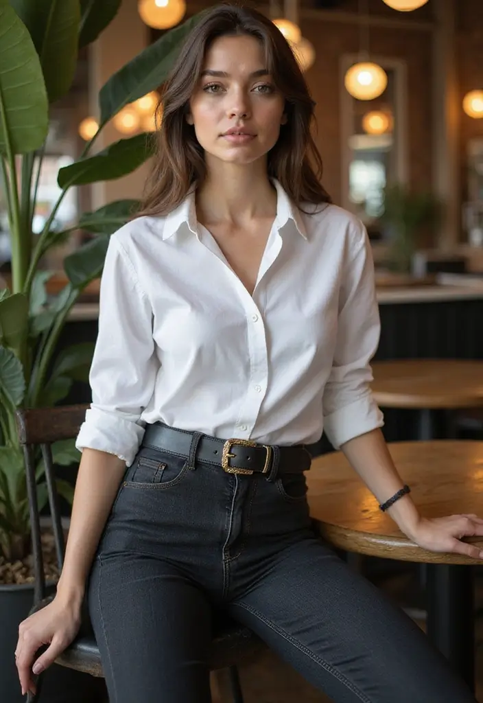 20 Travel Outfit Ideas That Will Make You Look Effortlessly Chic on the Go! - 16. Casual Chic with a White Button-Up