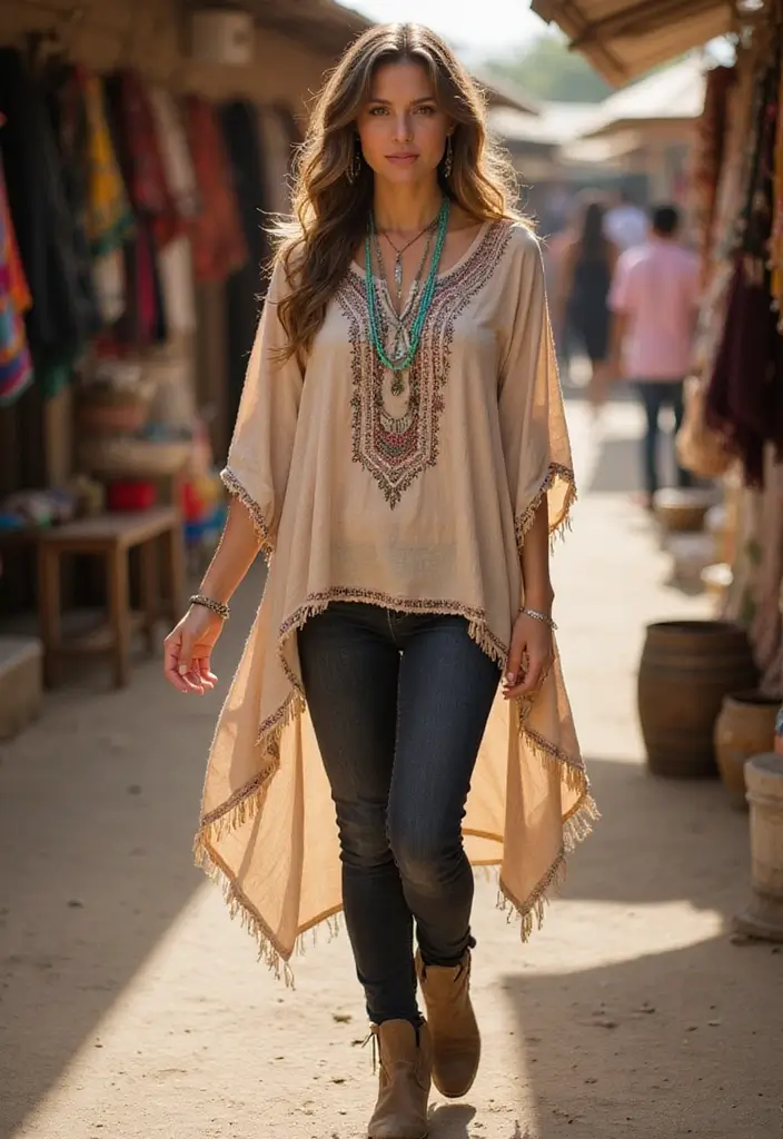 25 Casual Outfit Ideas for Women That'll Make You Look Effortlessly Chic! - 15. Bohemian Tunic with Skinny Jeans