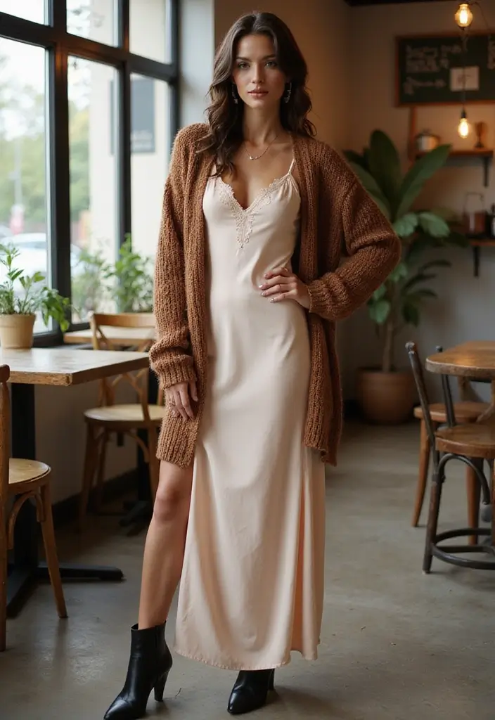 25 Casual Outfit Ideas for Women That'll Make You Look Effortlessly Chic! - 19. Cardigans and Slip Dresses