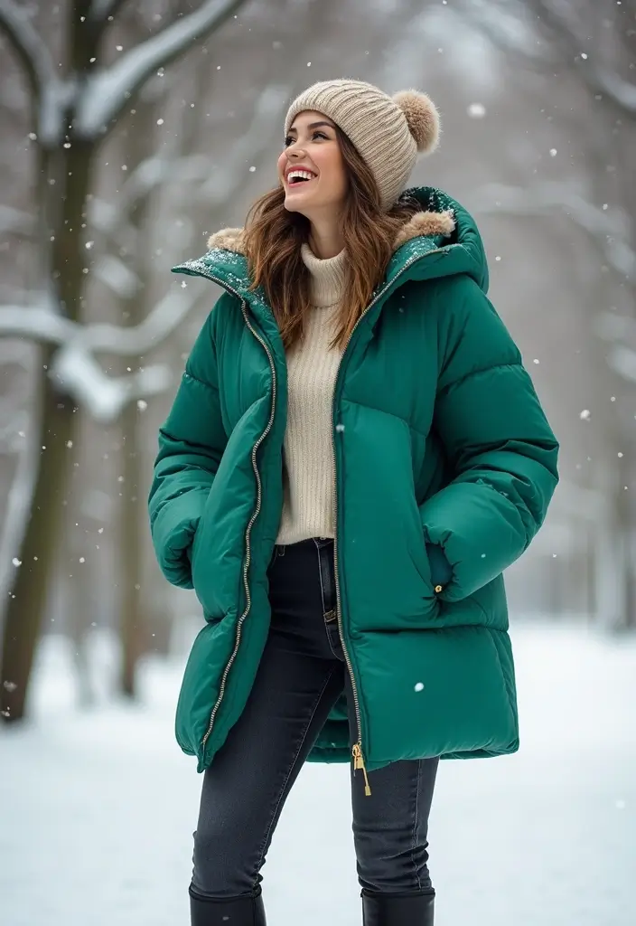 25 Casual Outfit Ideas for Women That'll Make You Look Effortlessly Chic! - 25. Puffer Jacket with Turtleneck and Jeans