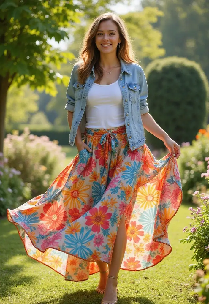 25 Casual Outfit Ideas for Women That'll Make You Look Effortlessly Chic! - 5. Jean Jacket and Maxi Skirt