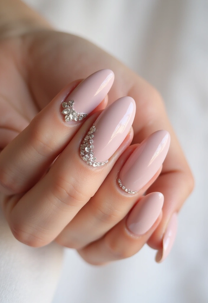 30 Simple Nail Designs for Almond Shapes That'll Make You Say 'Wow!' - 15. Crystal Accents