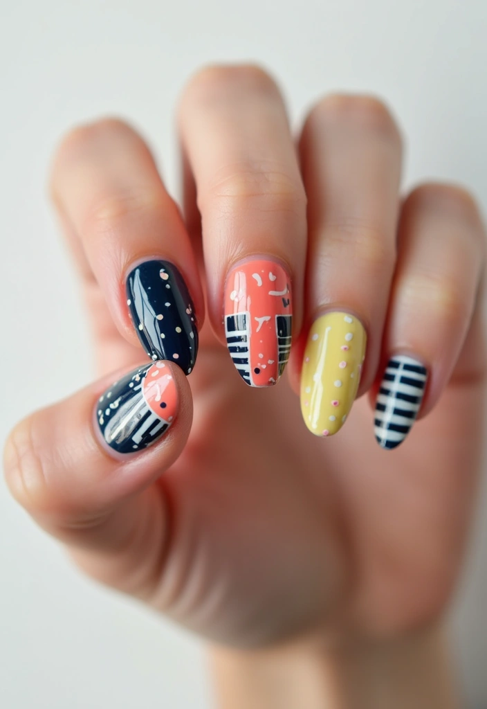 30 Simple Nail Designs for Almond Shapes That'll Make You Say 'Wow!' - 18. Layered Patterns