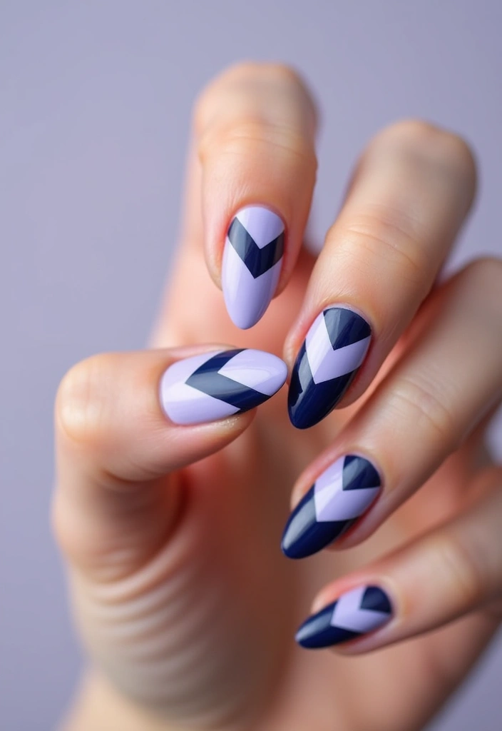 30 Simple Nail Designs for Almond Shapes That'll Make You Say 'Wow!' - 21. Chic Chevron