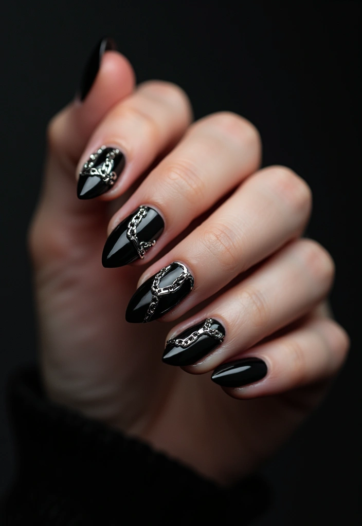 30 Simple Nail Designs for Almond Shapes That'll Make You Say 'Wow!' - 25. Edgy Chains