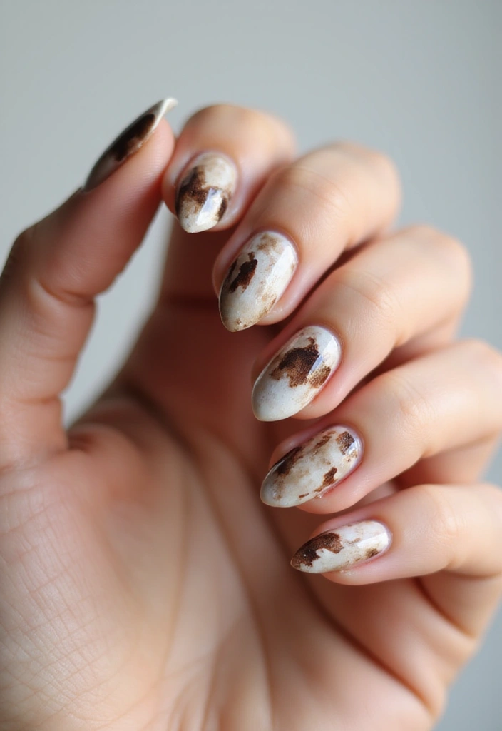30 Simple Nail Designs for Almond Shapes That'll Make You Say 'Wow!' - 29. Coffee Stain Effect