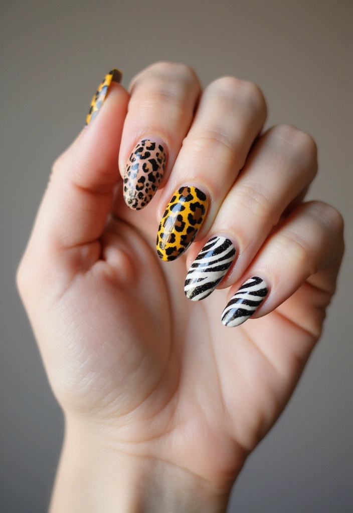 30 Simple Nail Designs for Almond Shapes That'll Make You Say 'Wow!' - 8. Animal Prints