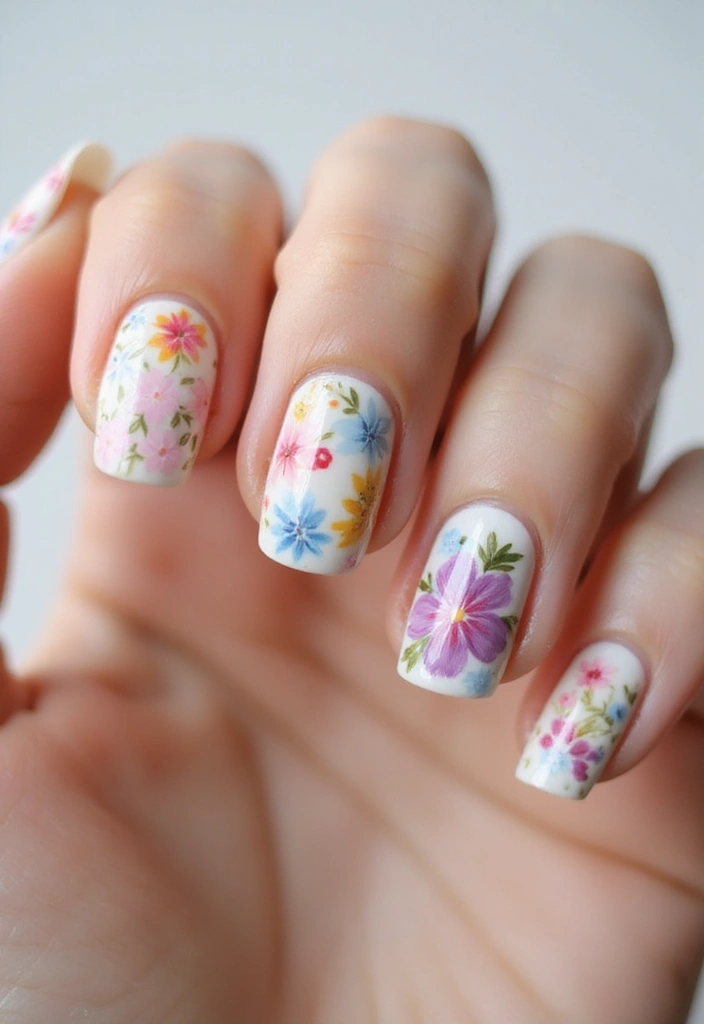 12 Cute Short Nails Acrylic Ideas That Will Steal Your Heart! - 8. Floral Fantasy