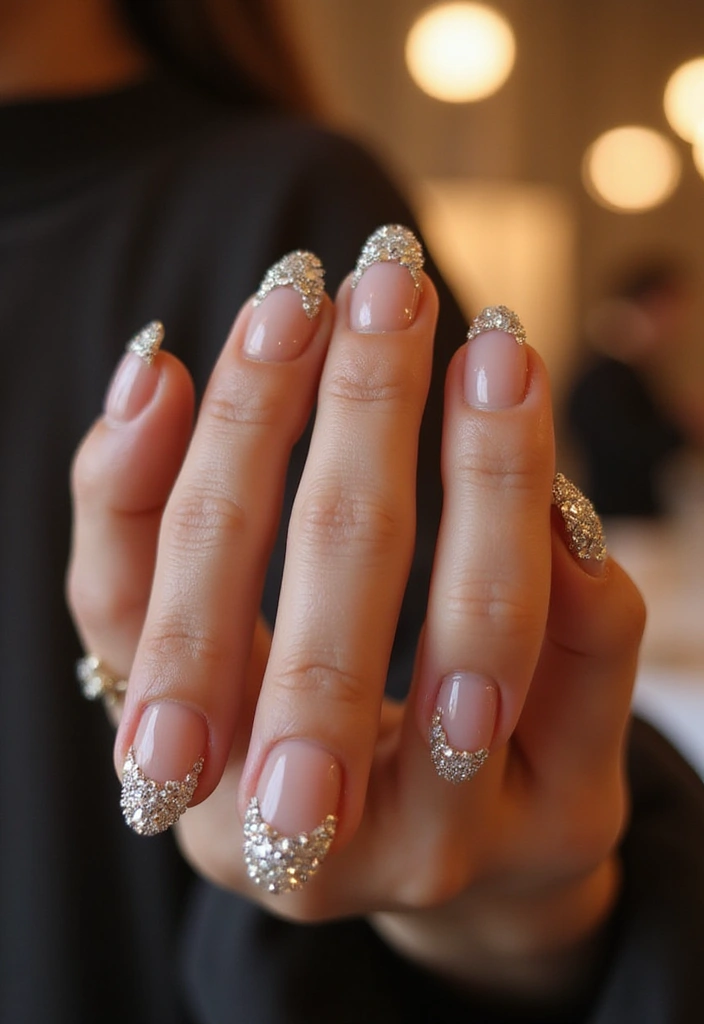 14 Stunning Acrylic Nails French Tip Designs That Will Leave You Speechless! - 12. Crystal French Tips