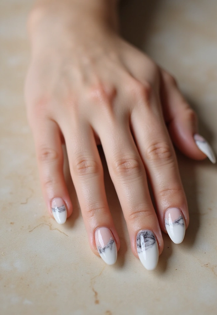 14 Stunning Acrylic Nails French Tip Designs That Will Leave You Speechless! - 7. Marble French Tips
