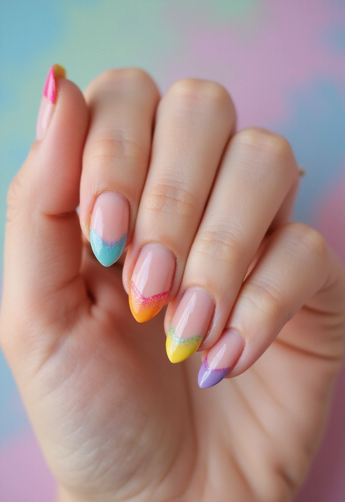 14 Stunning Acrylic Nails French Tip Designs That Will Leave You Speechless! - 8. Rainbow French Tips