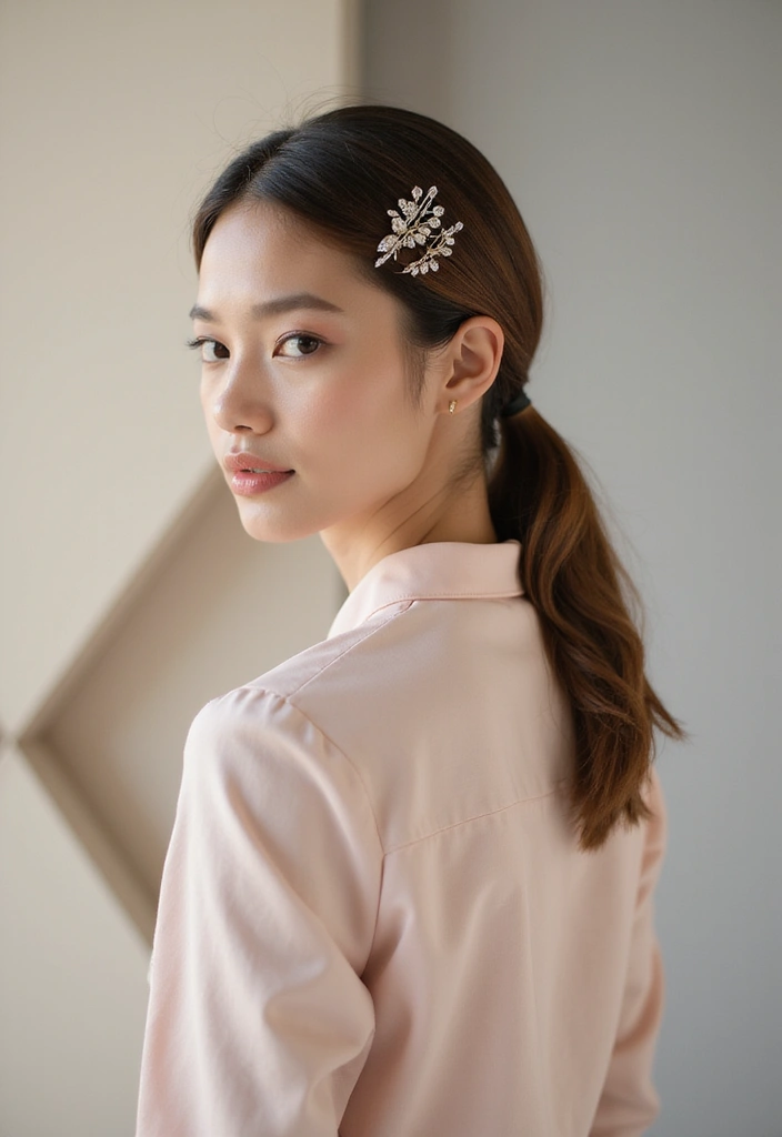 15 Hair Clip Hairstyles You Need to Try Right Now (Easy and Chic!) - 12. Low Ponytail with Clip Accents
