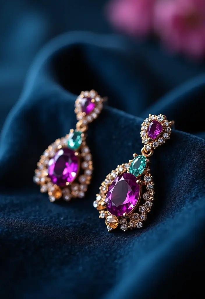 15 Must-Have Women Party Wear Jewellery Pieces That Will Steal the Show! - 9. Colorful Gemstone Earrings