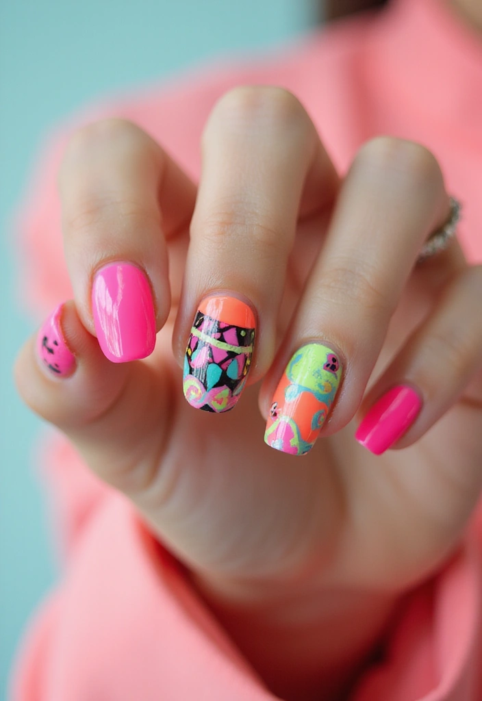 15 Stunning Short Nail Designs That Will Make You Want to Ditch Long Nails Forever! - 6. Vibrant Neon