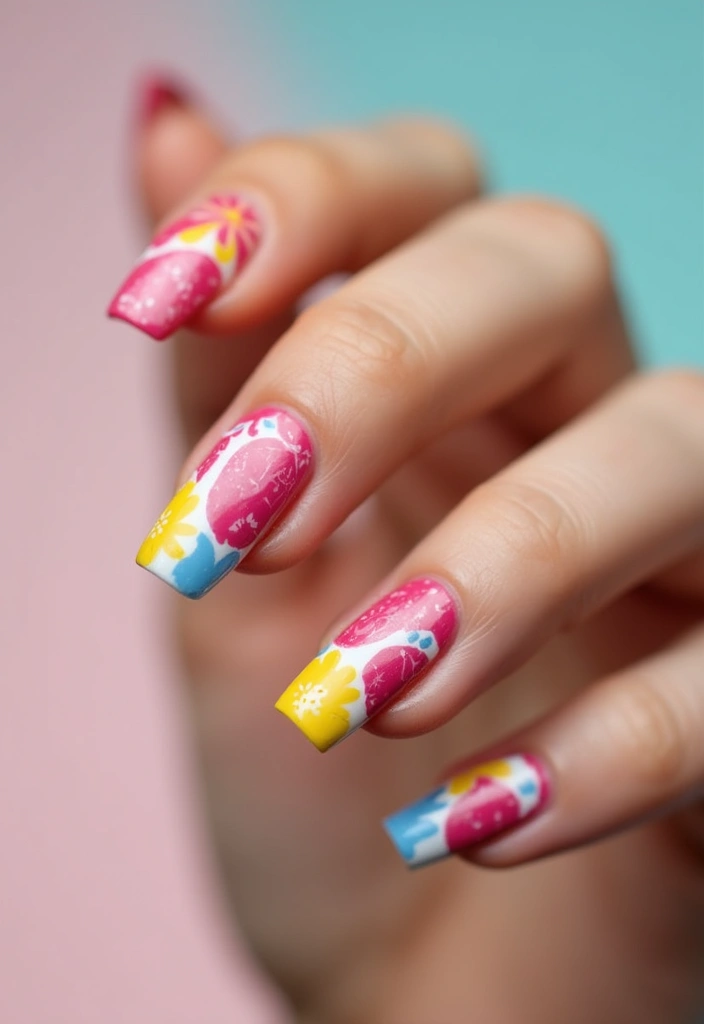 15 Stunning Short Nails Acrylic Square Designs You’ll Want to Try Right Now! - 4. Floral Patterns