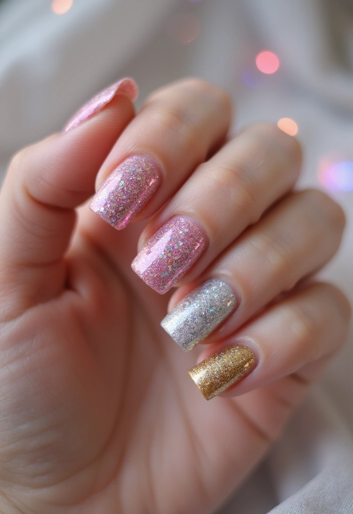 15 Stunning Short Nails Acrylic Square Designs You’ll Want to Try Right Now! - 7. Glitter Glam