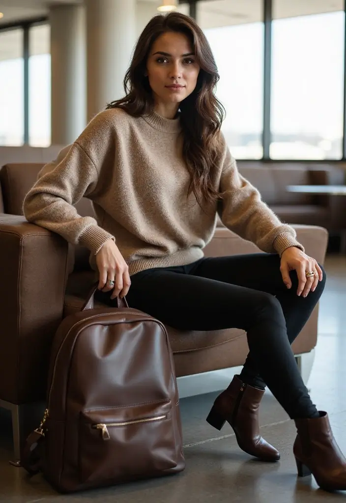 15 Travel Outfits for Women That'll Make You the Most Stylish at the Airport! - 5. Oversized Sweaters with Leggings