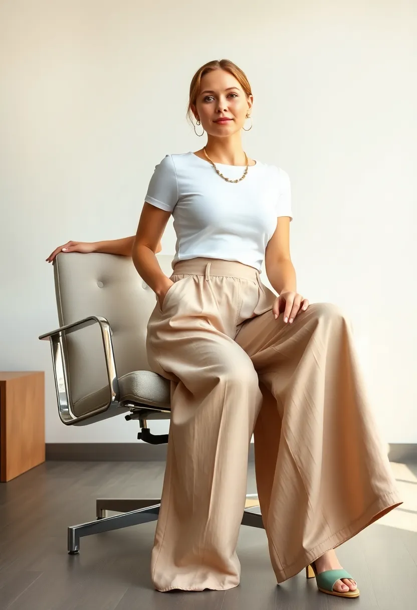 18 Casual Work Outfits That'll Make You the Office Style Icon (You'll Want to Steal #7!) - 10. High-Waisted Culottes and Basic Tee