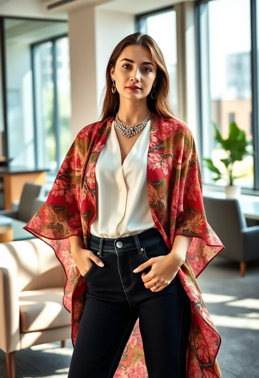 18 Casual Work Outfits That'll Make You the Office Style Icon (You'll Want to Steal #7!) - 15. Layering with a Kimono